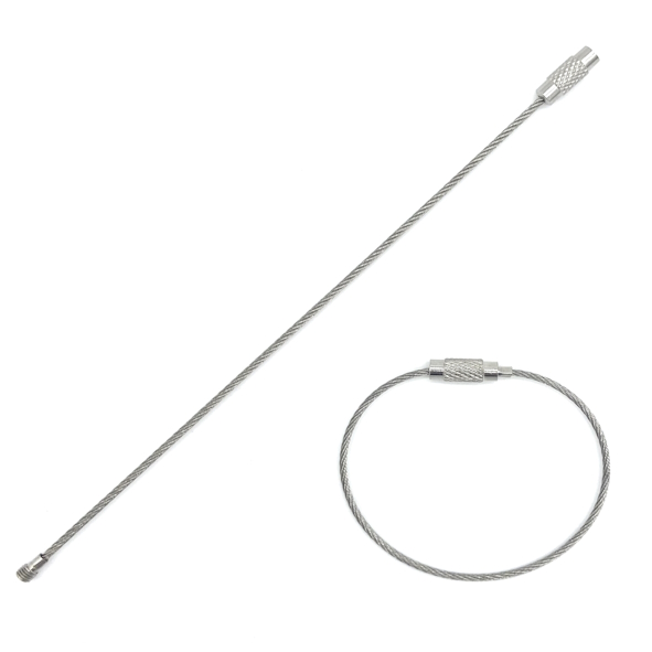 Drahtseilverbinder offen 150 mm lang, 1,5 mm ø Edelstahl, mit Schraubverschluss