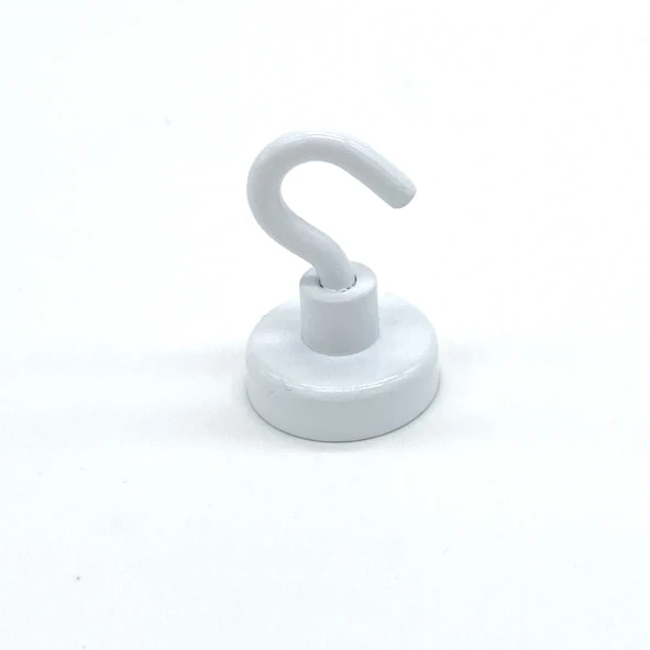 Deckenmagnet 20 mm ø Haftkraft: 2 kg, eisenummantelt, weiß, mit Haken