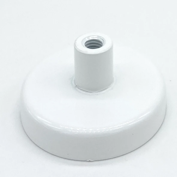 Flachgreifer 57 mm ø mit Gewindebuchse: M8 Haftkraft: 28 kg, eisenummantelt, weiß, 10,5 mm hoch
