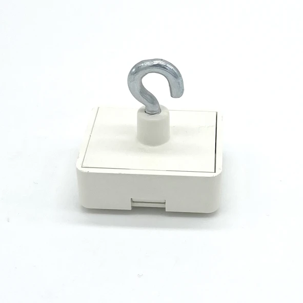 Deckenmagnet kunststoffummantelt, weiß, mit Haken, Abm.: 34 x 29 x 35 mm, Haftkraft: 10 kg