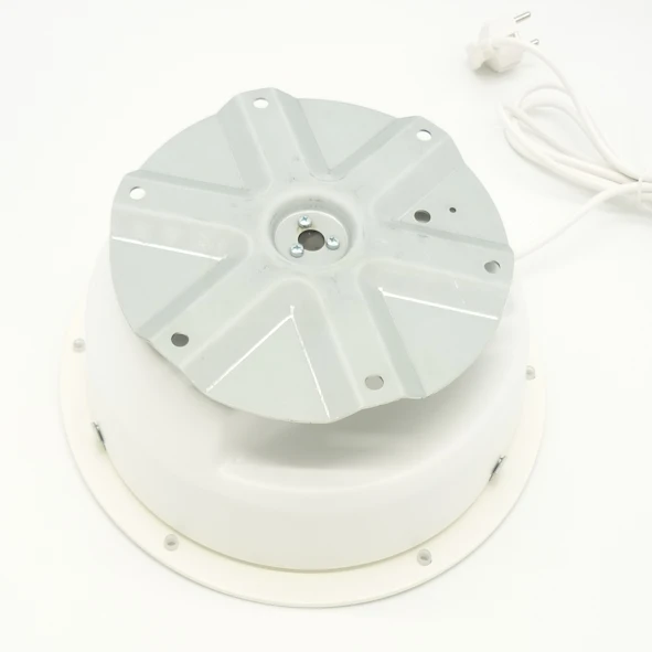 Drehbühne 20kg/30kg/50 kg weißes Kunststoffgehäuse, mit Flanschteller 225 mm ø x 2,5 mm Gehäusedurchmesser: 272 mm Gesamhöhe: 101 mm Drehzahl: 2,5 U/Min. (rechtsdrehend) Betriebsspannung: 220 – 240 V mit Schleifkontakt für Stromübertragung max. 4 Ampere (bis 900 Watt)