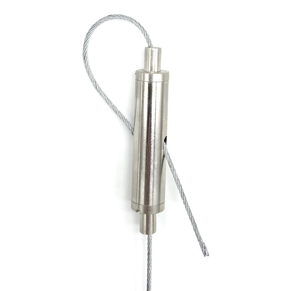 Drahtseilhalter zur Schlaufenbildung vernickelt, für Drahtseile 1,0 – 1,6 mm ø, zweifacher seitlicher Seilausgang